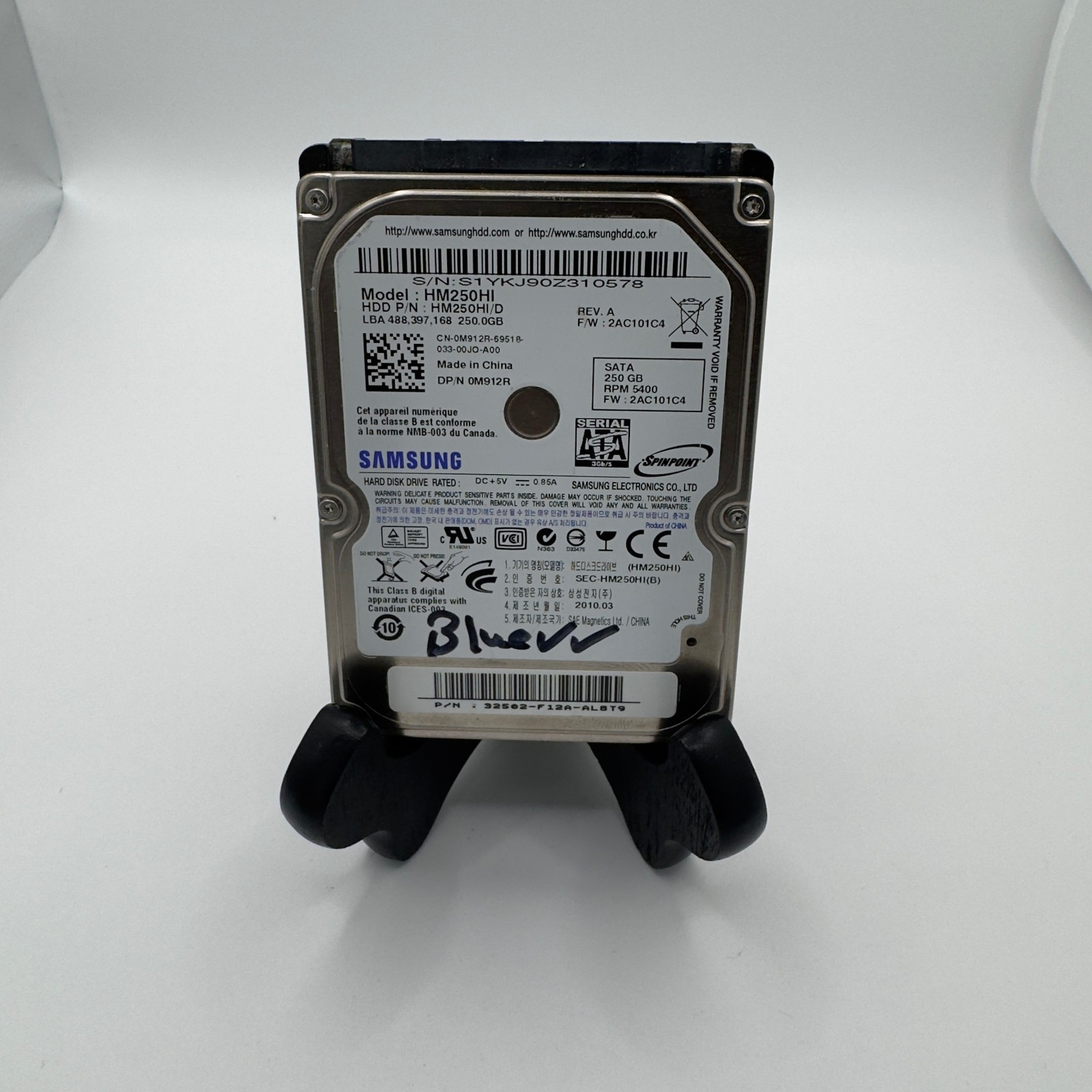 Samsung HM250HI 250GB,Internal,5400RPM,2.5" (HM250HI/JP1) HDD - Untested - GC309