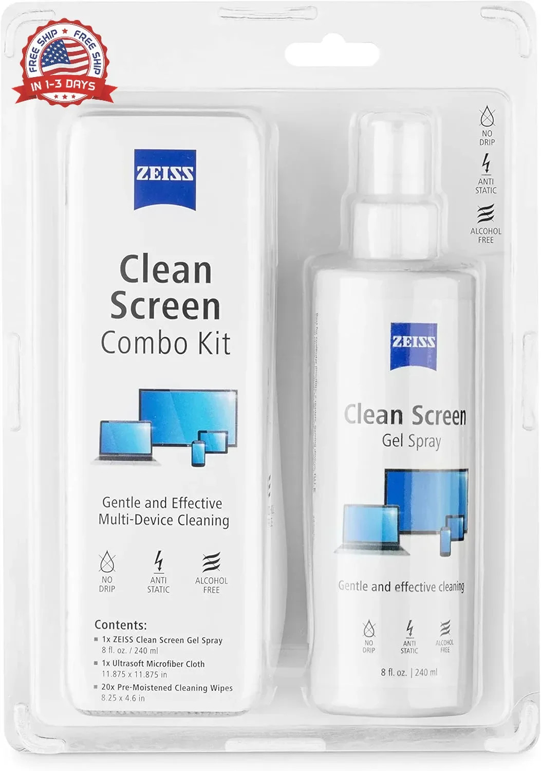 Screen Cleaner Gel & Microfiber Cloth for Electronics Displays