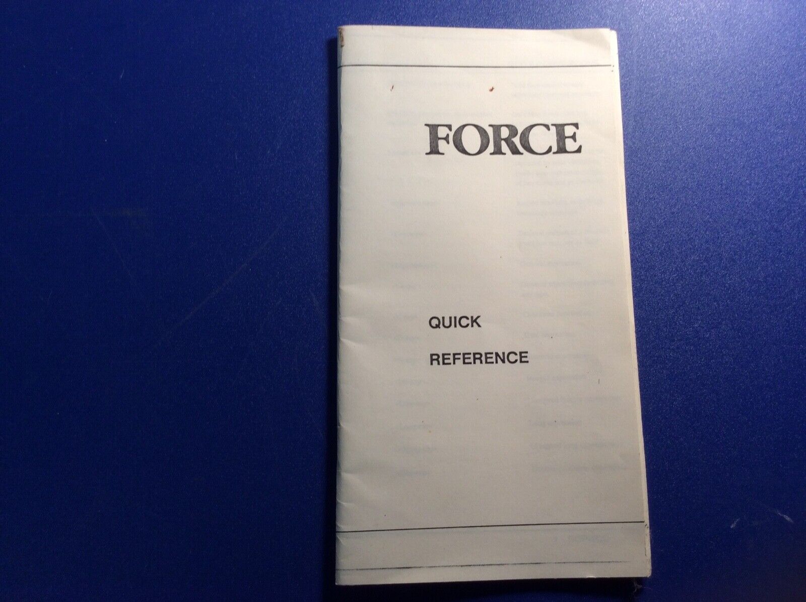 Vintage  1989 FORCE Dbase compiler quick guide