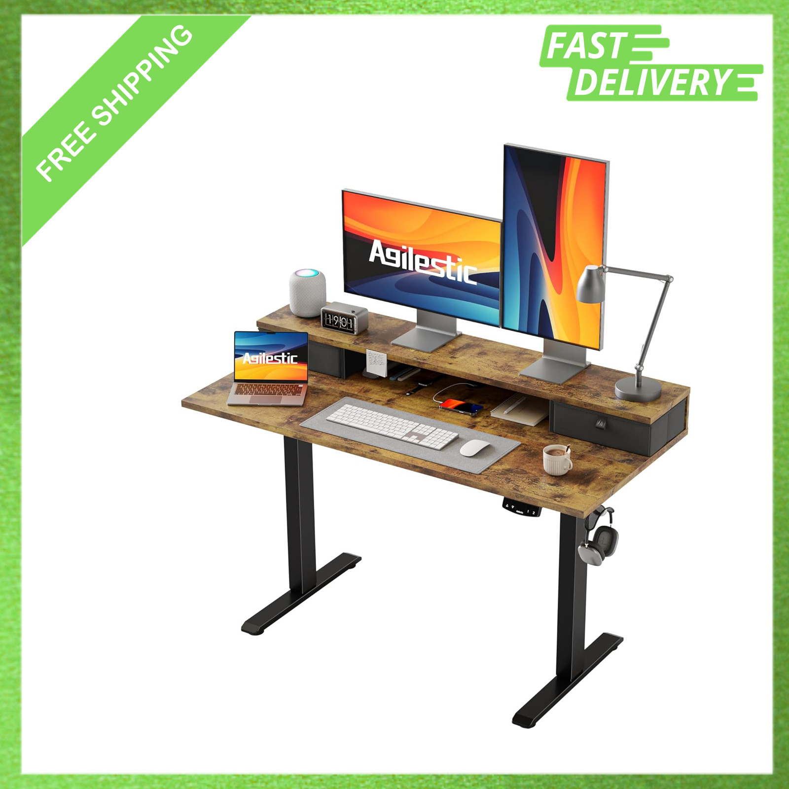 48 x 24 Inches Electric Standing Desk with Adjustable Height Sit and Stand