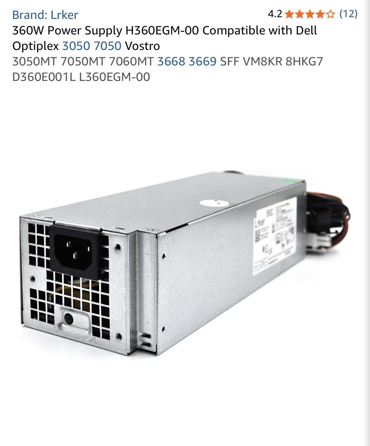 360W Power Supply H360EGM-00 Compatible with Dell Optiplex 3050 7050