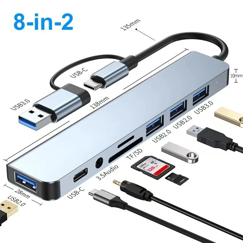 8-in-1 Laptop Hub - USB C Adapter with Power Delivery & 5G Speed | Mac/Windows U