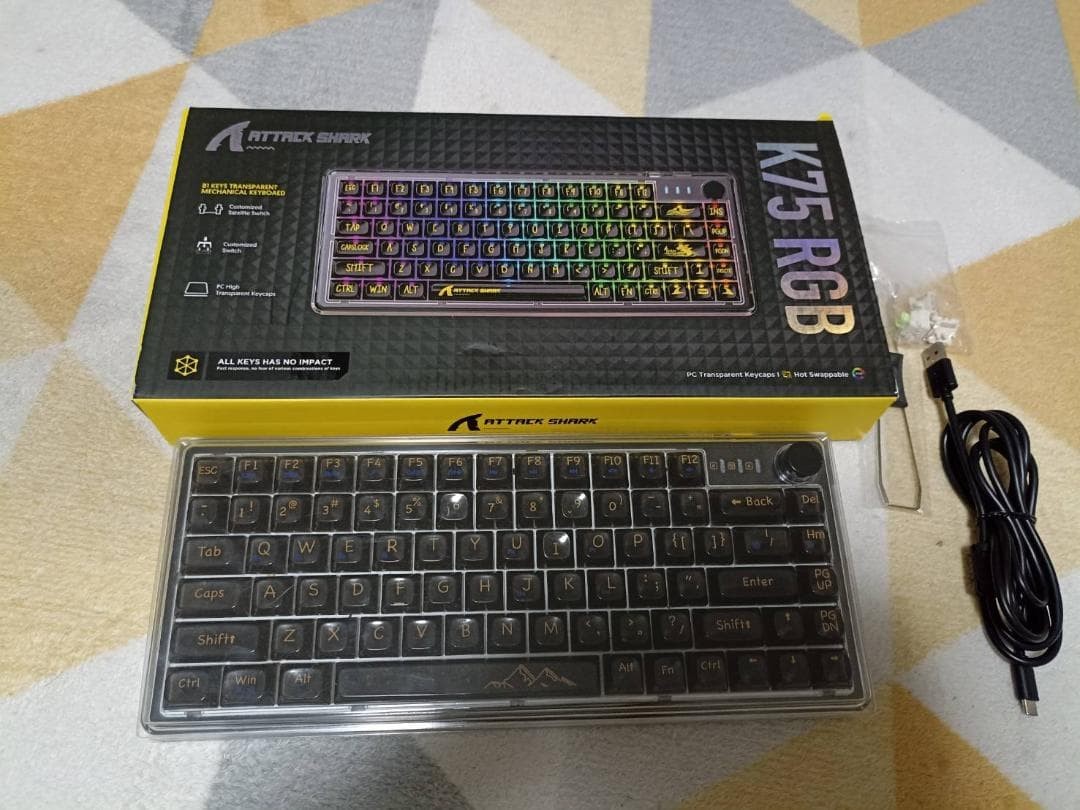 Attack Shark K75 Rgb Triple Mode Mechanical Keyboard Wireless Usb Bluetooth