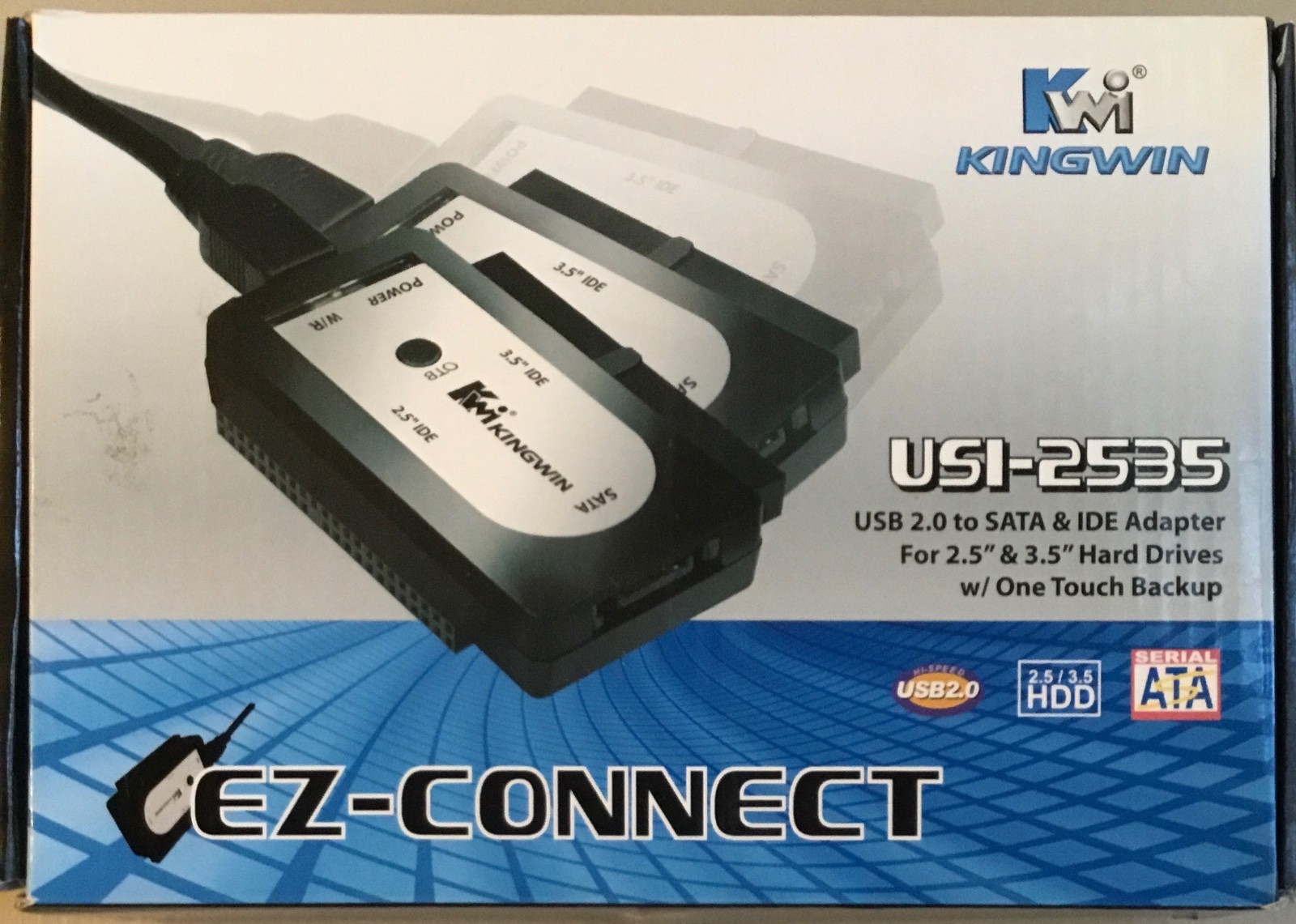 KINGWIN EZ-Connect USI-2535 USB 2.0 to SATA & IDE HARD-DRIVE W/ One Touch Backup