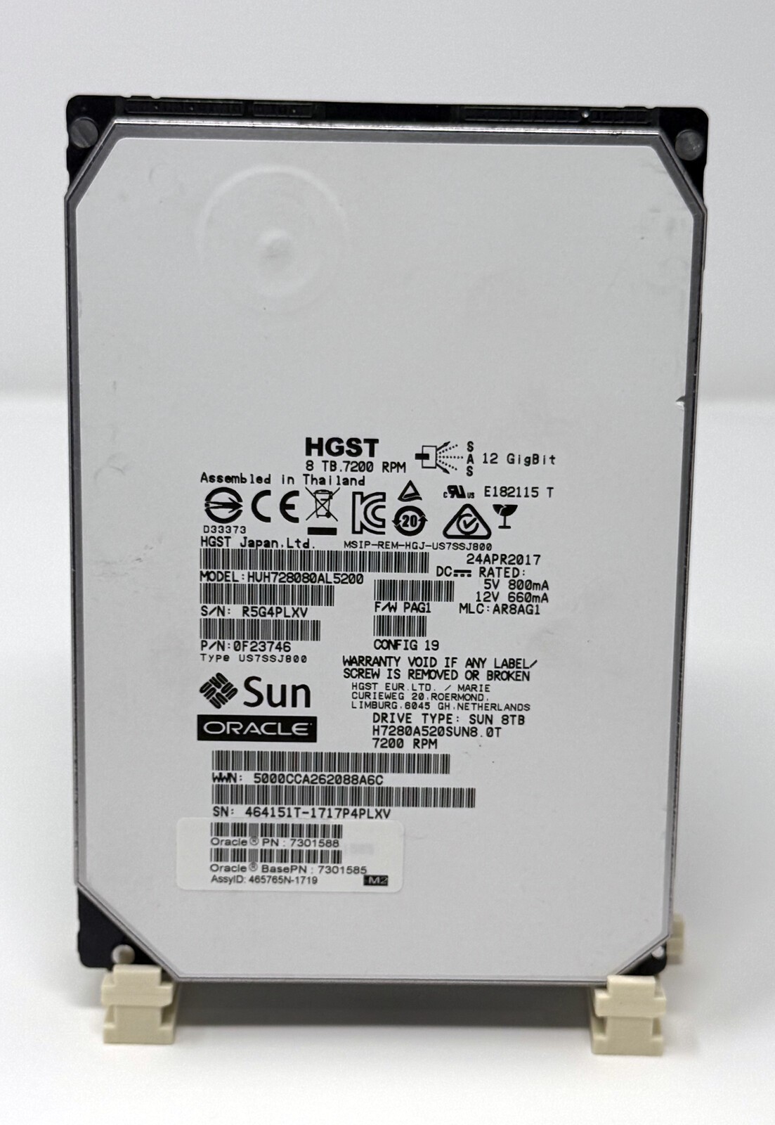 HGST Ultrastar He8 8TB SAS 12Gb/s 3.5" HUH728080AL5200 Sun Oracle 7301588 512e