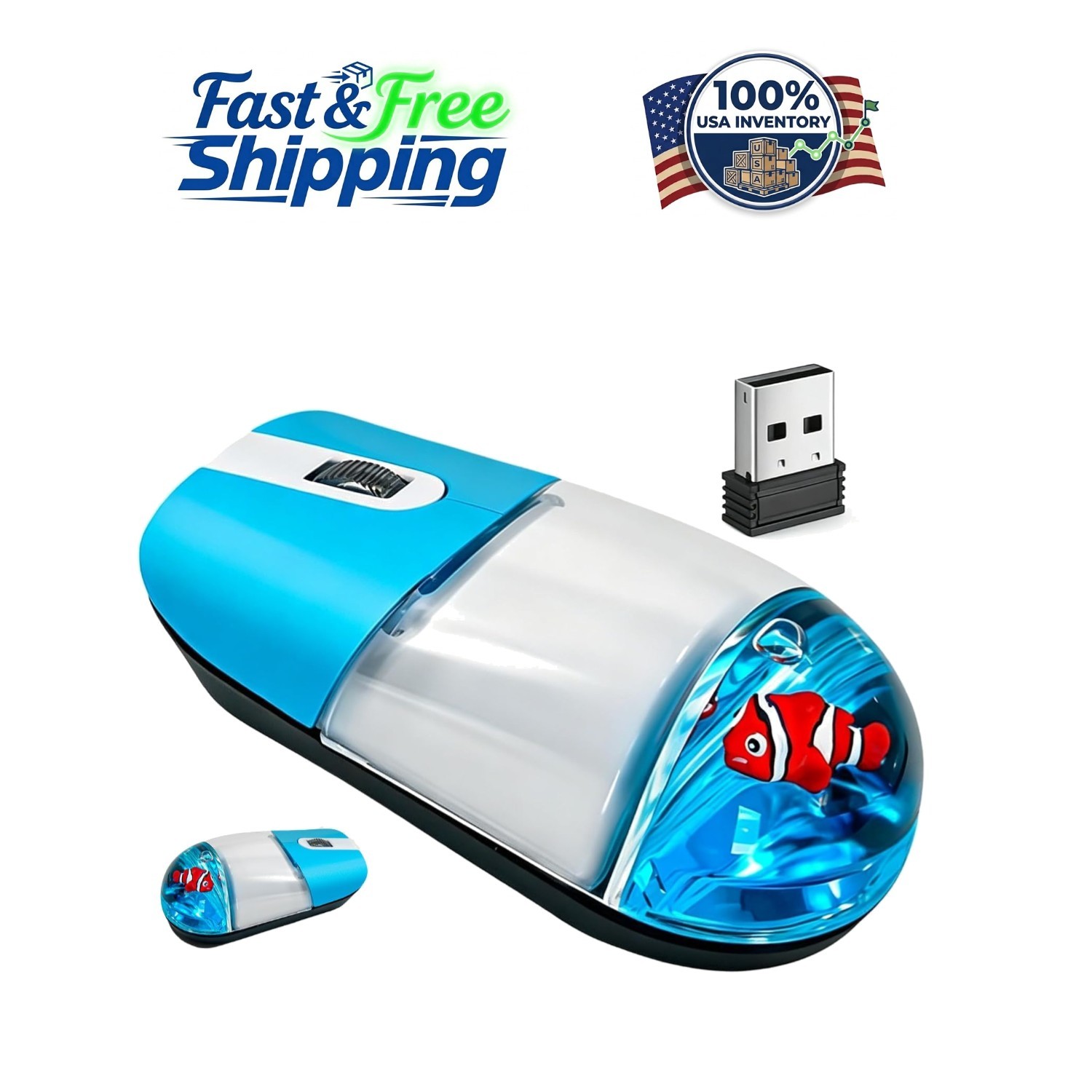 Charming Retro Aqua Mouse with Clear Water Chamber – Perfect Gift for All Ages