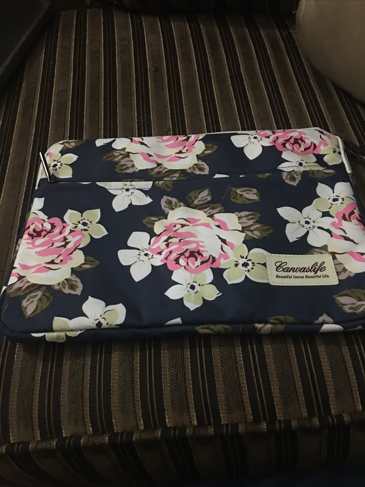 Canvaslife Laptop Sleeve Bag Navy Floral Flowers 13.5” X 9.5”