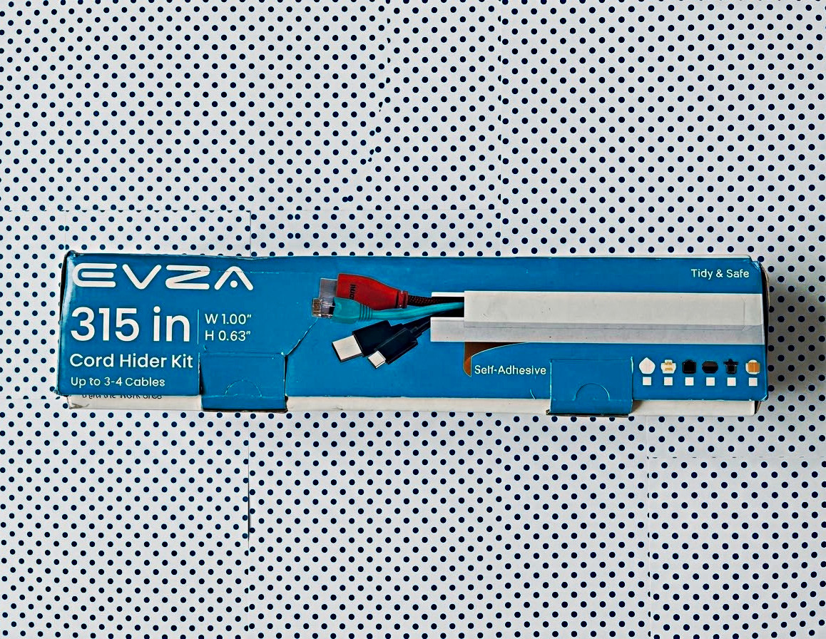 EVZA Cord Hider Kit Self-Adhesive Cable Cover 315 in White 1:1 No Split