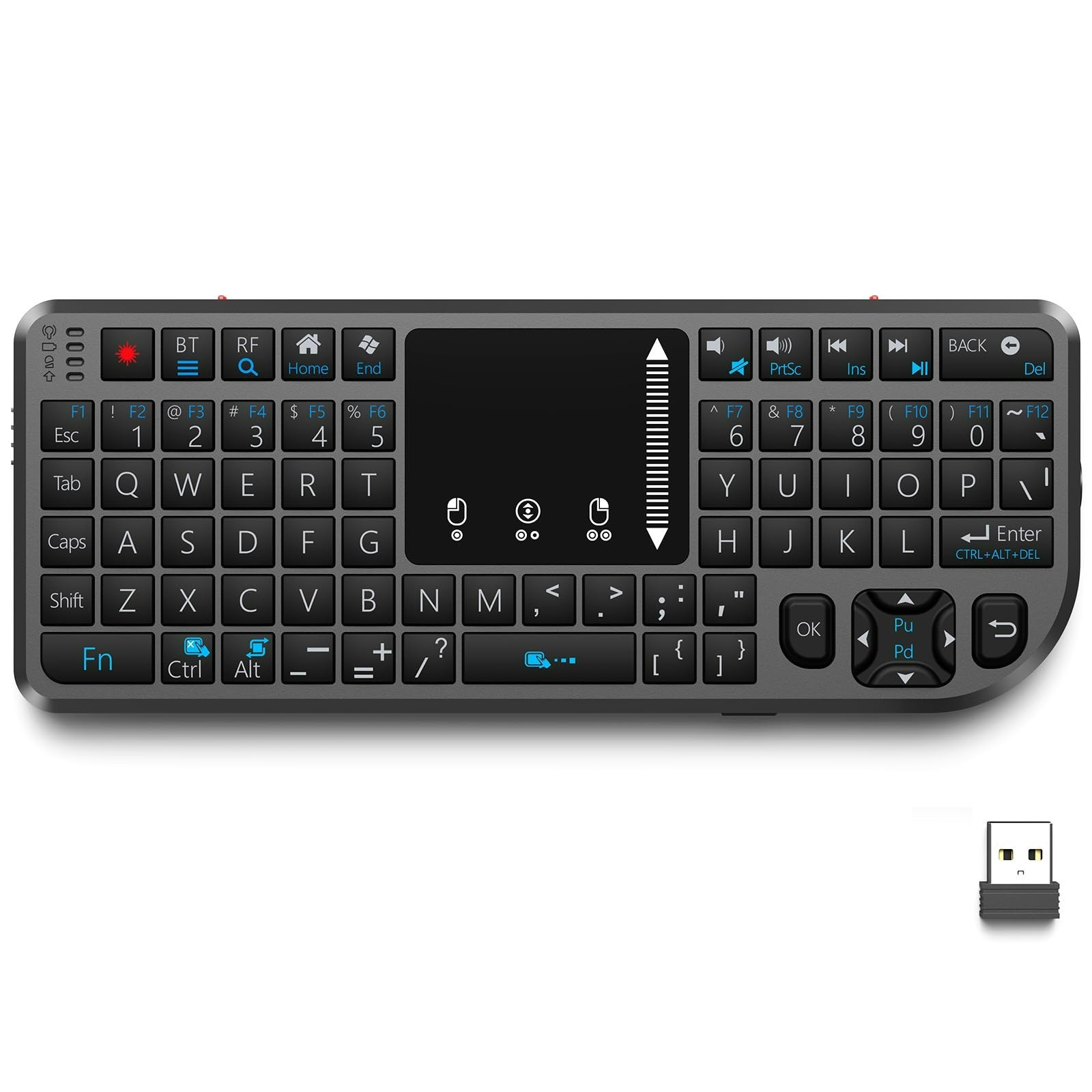 Miritz T808 Mini Wireless Keyboard with Touchpad Bluetooth 2.4GHz Backlight PC