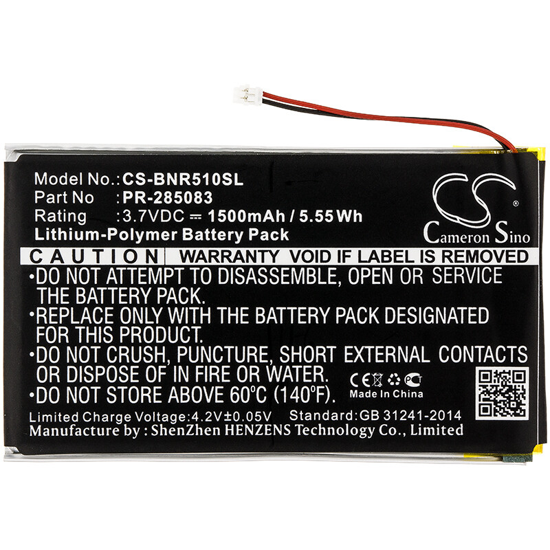 1500mAh Battery for Barnes & Noble BNRV510;Nook Glowlight Plus 2015;PR-285083