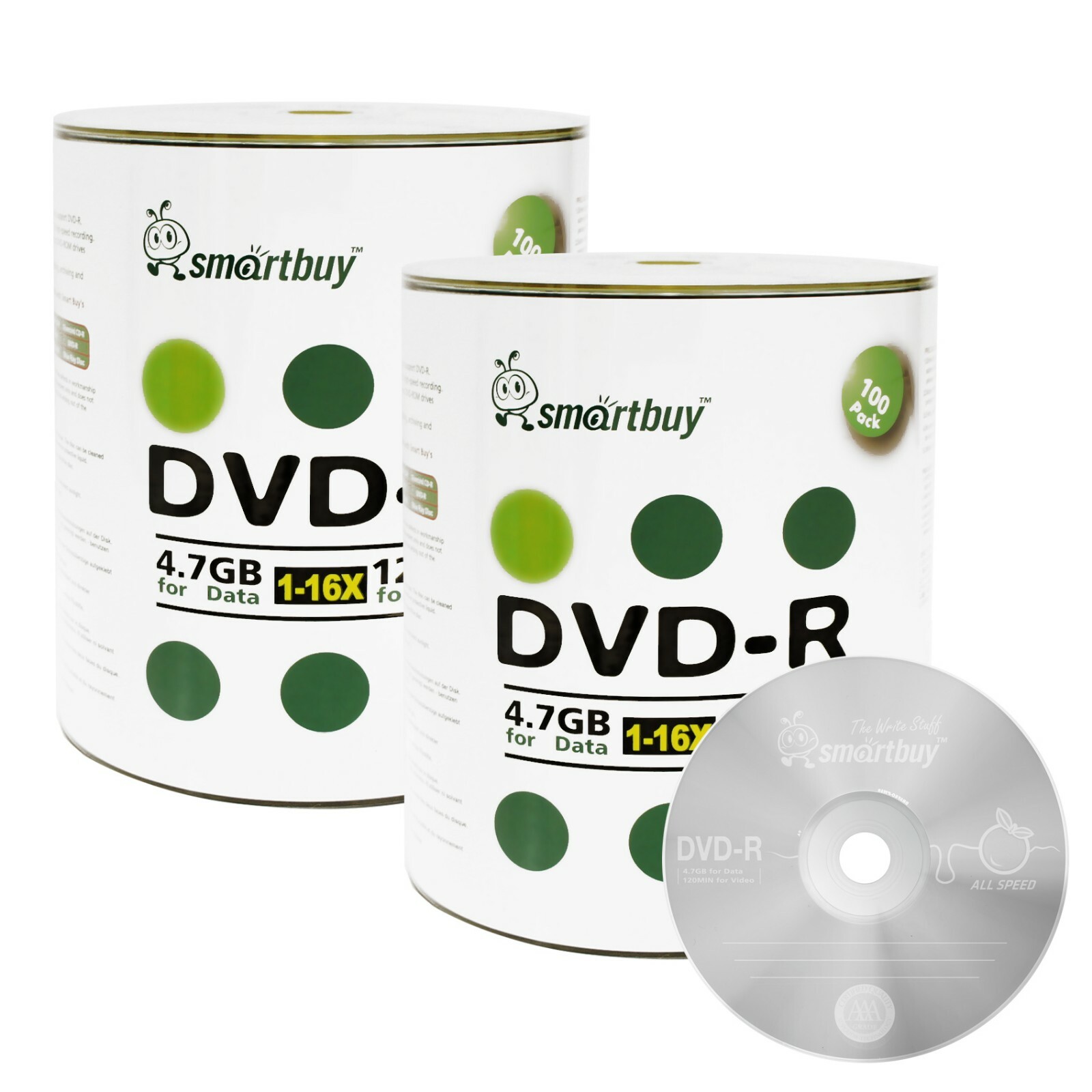 200 Smartbuy 16X DVD-R 4.7GB Logo Top Non Printable Blank Recording Disc