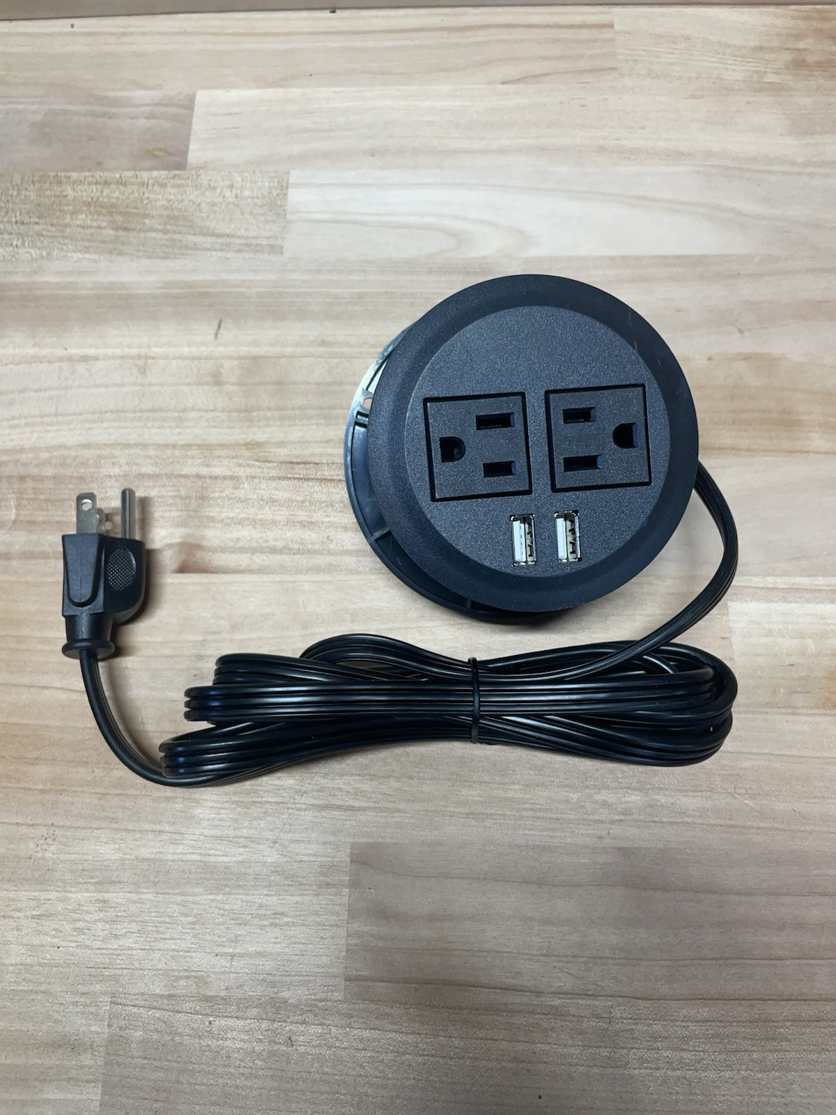 3” Desktop Power Grommet - Dual USB, Dual Power Outlet - 6ft Cord