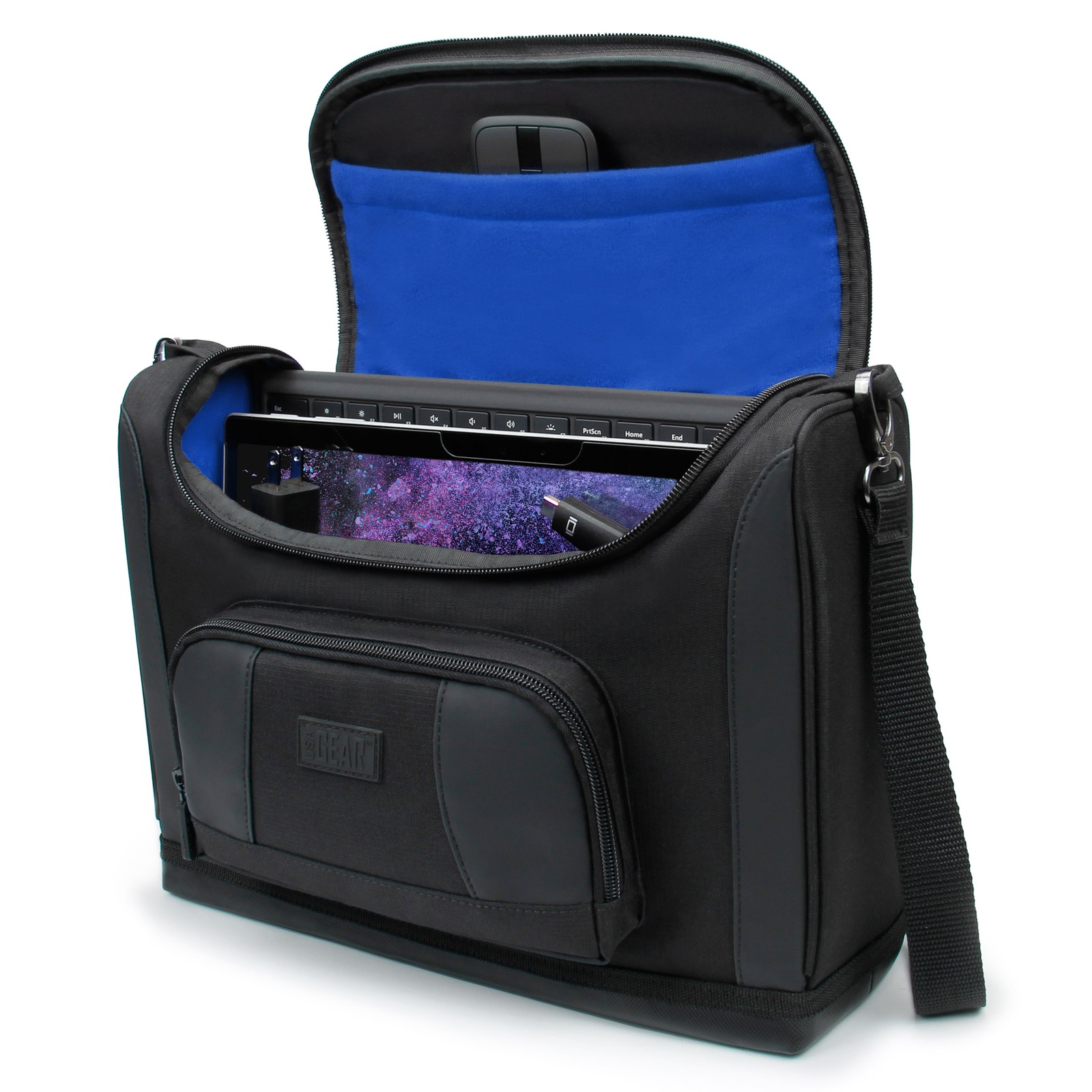 USA GEAR Small Messenger Bag for Surface Pro 8, 7, 6, Surface Pro X (Blue)