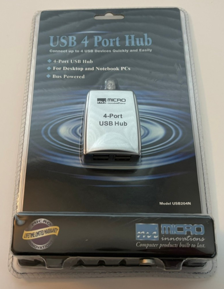 Micro Innovations - Micro Mobile USB204N 4-Ports External Hub
