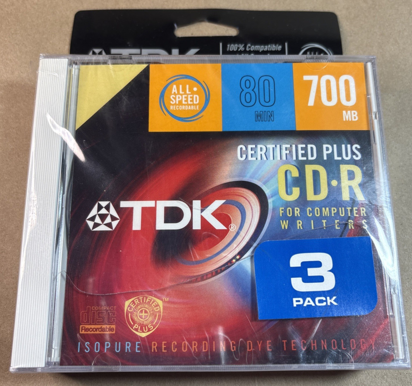 New TDK CD-R 80 min 700MB Disk Certified Plus CD-R 3 Pack