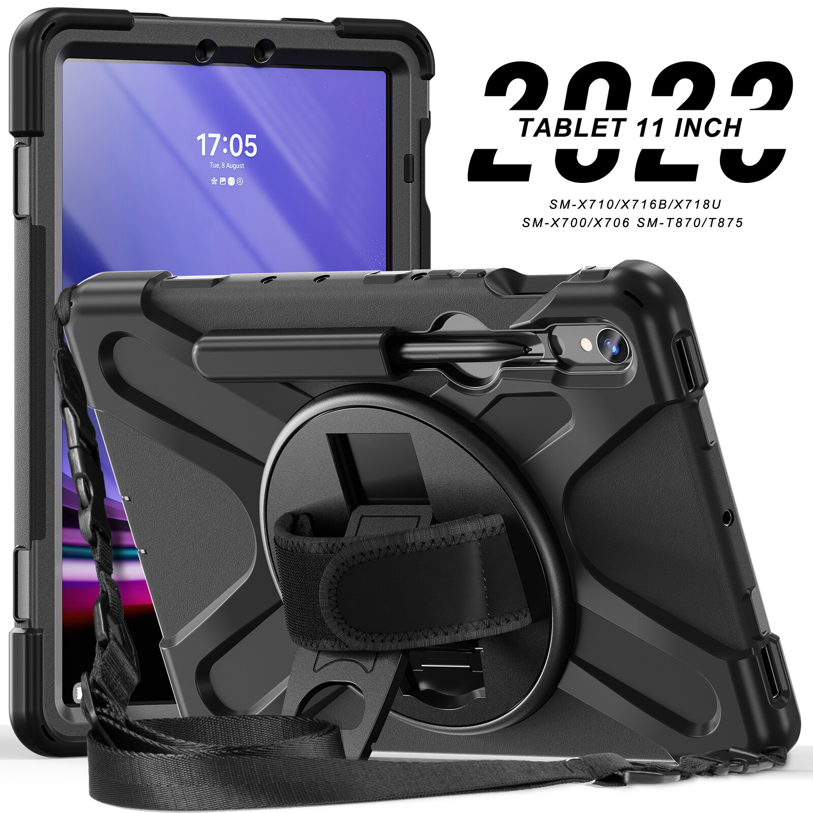 For Samsung Galaxy Tab S9 Ultra S9 FE A9+ Rotating Shockproof Carry Tablet Case