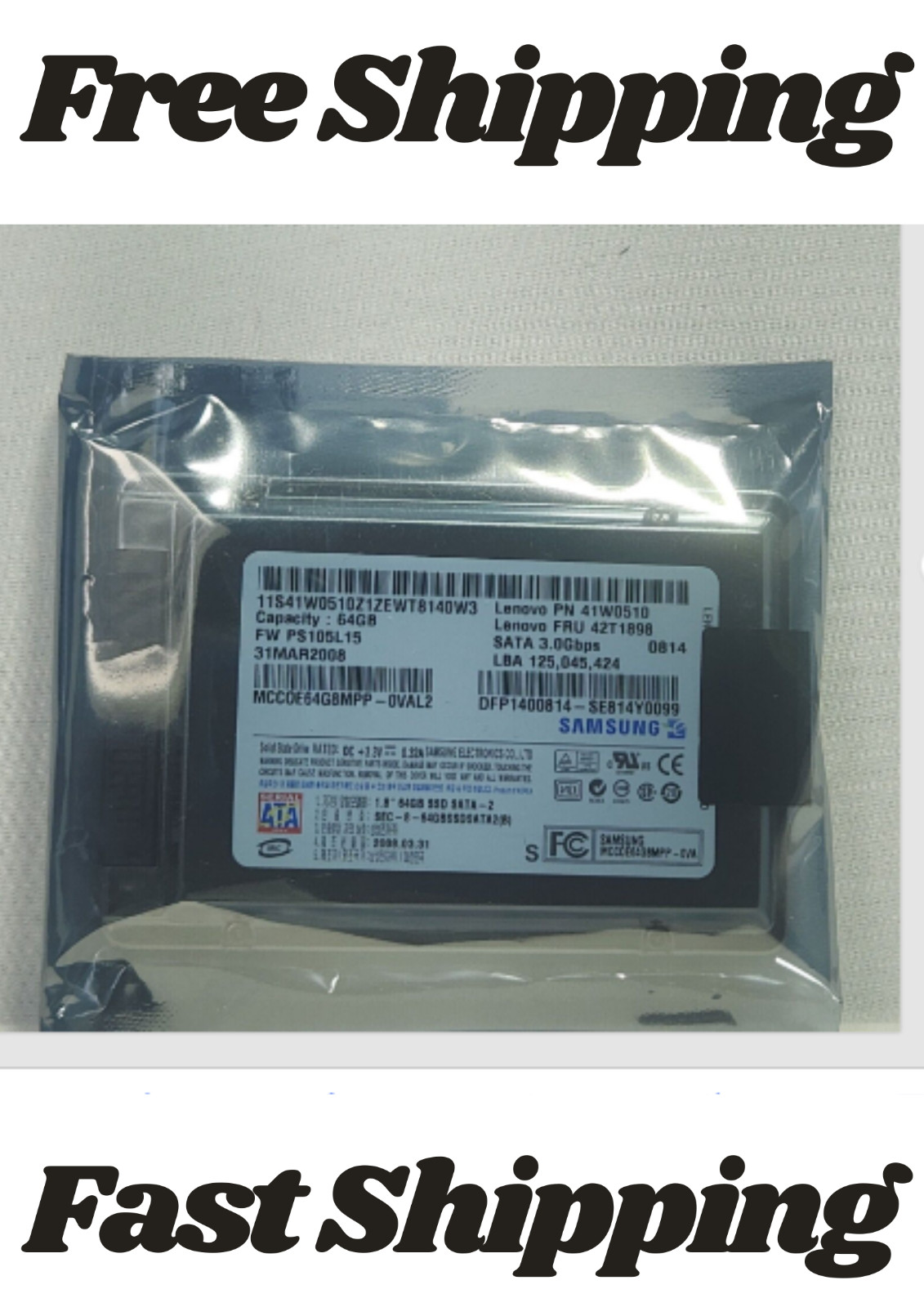 SAMSUNG LENOVO 64GB SSD 1.8" SATA-2 Solid State DRIVE MCCOE64G8MPP-OVAL2