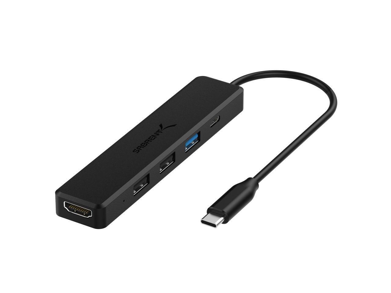 SABRENT Multi-Port USB Type-C Hub with 4k HDMI | Power Delivery (60 Watts) | 1