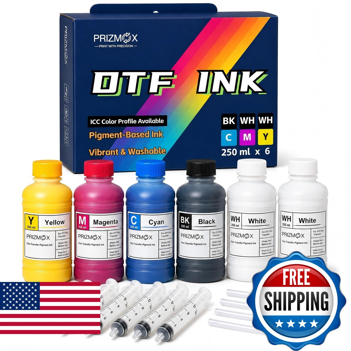 Prizmox DTF Ink 1500ML Combo Pack Pigment Ink Use DTF Film Heat Transfer