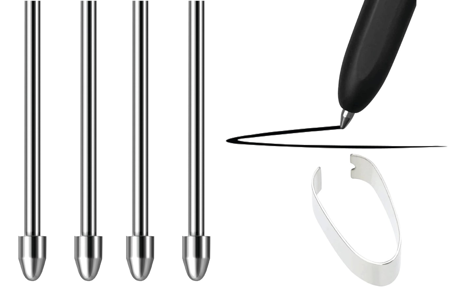 No Worn Out Titanium Alloy Metal Remarkable 2 Pen Tips Replacement Black