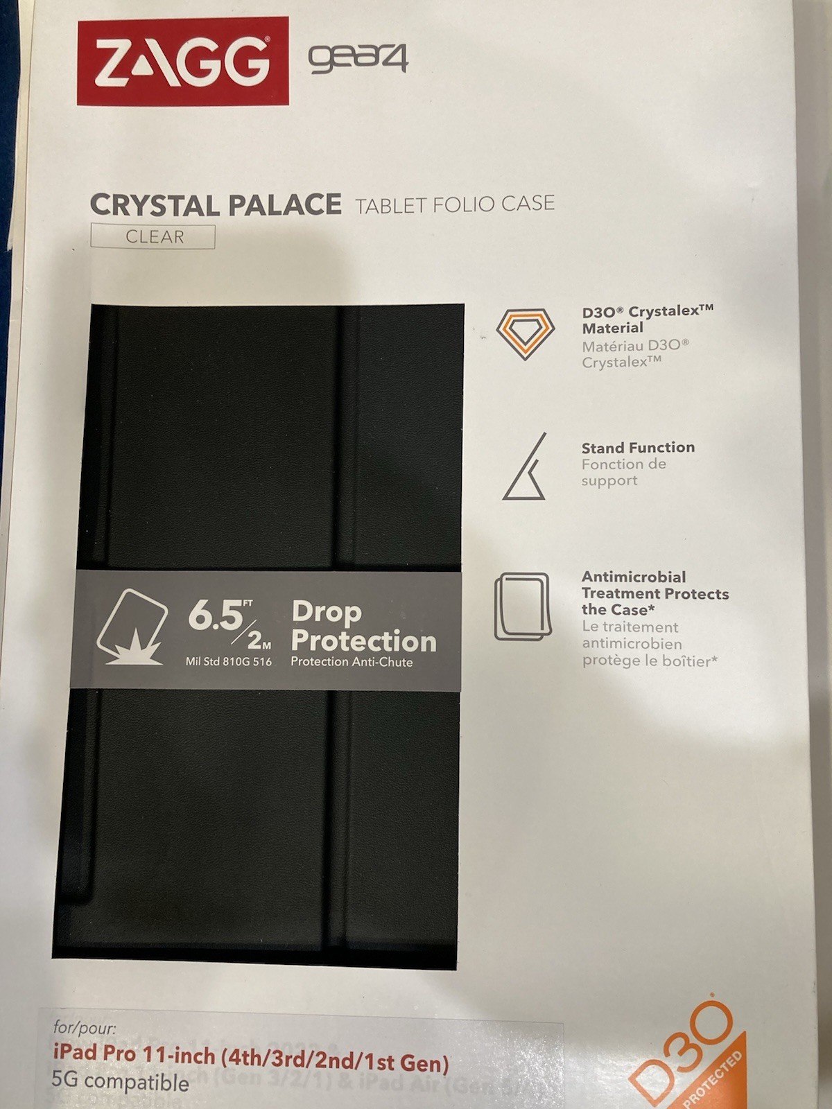 ZAGG Gear4 Crystal Palace Folio Case for iPad Pro 11 (4th/3rd/2nd Gen) - Black