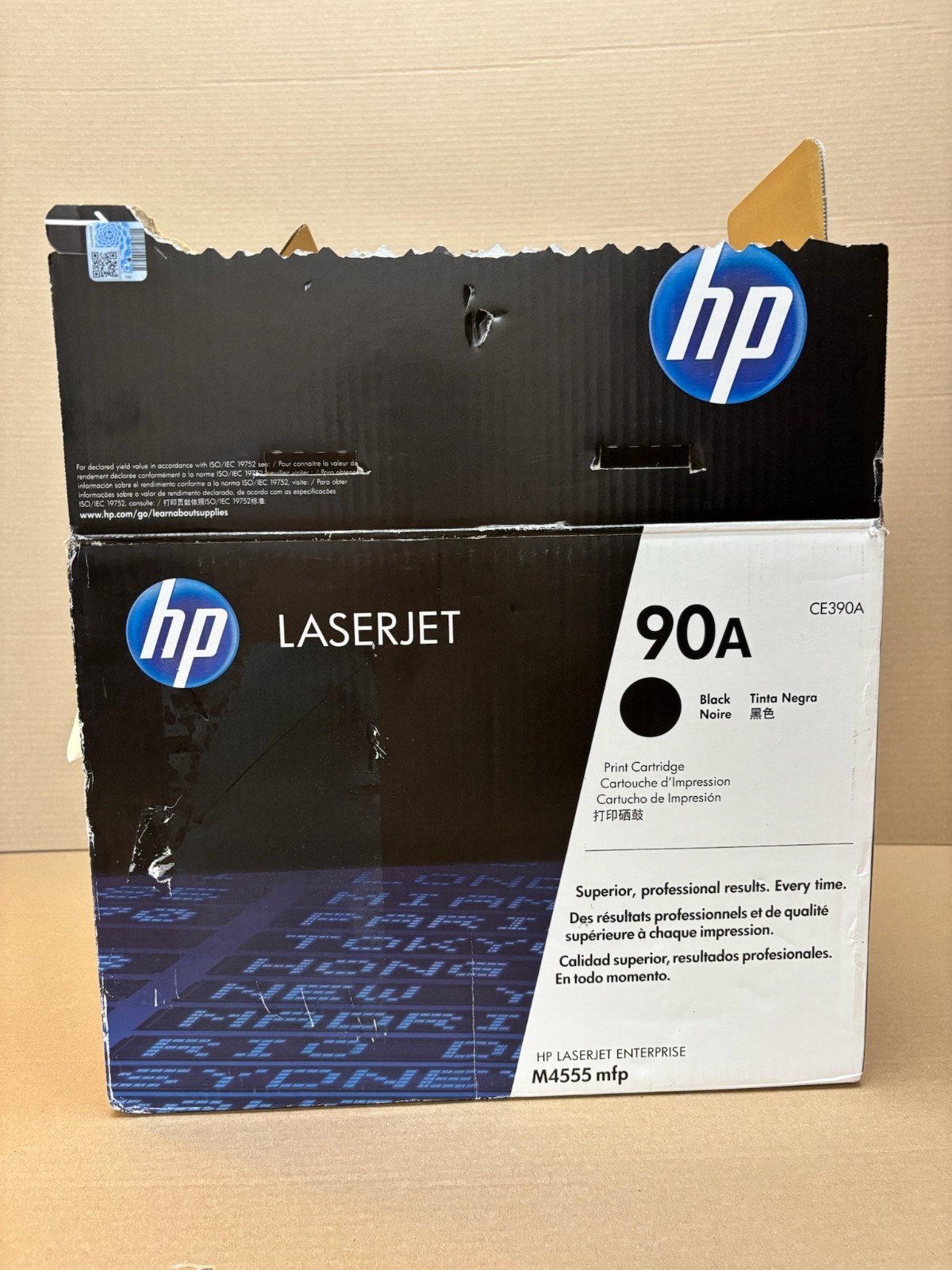 Genuine HP 90A LaserJet Enterprise M4555mfp Black Toner CE390A (New, Open Box)