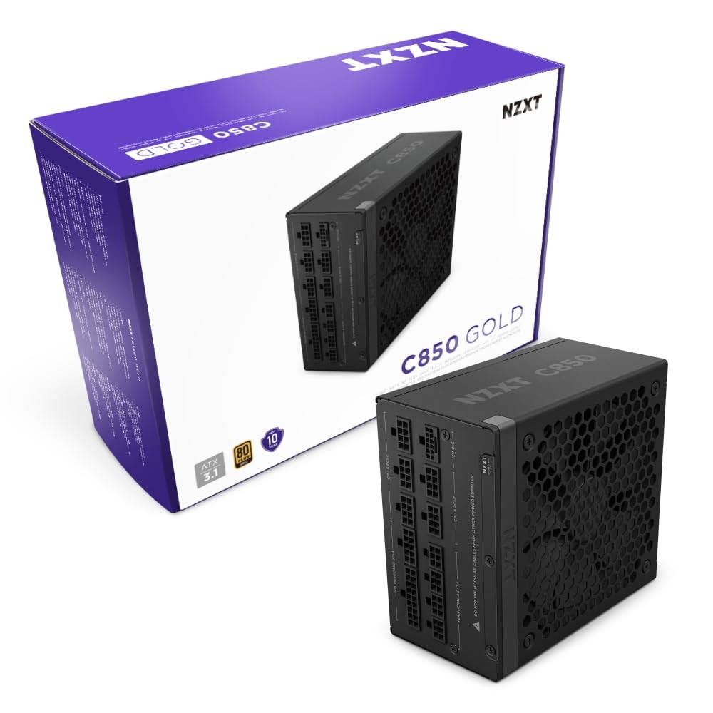 NZXT C850 Gold ATX 3.1 Power Supply 850W Fully Modular Black PA-8G2BB-US