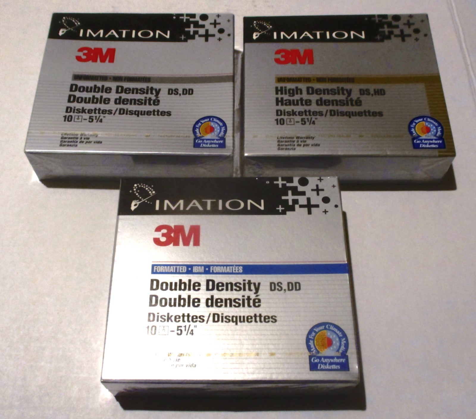 3 Boxes Sealed Imation 3M Formatted IBM Double Density DS,DD Diskettes 5 1/4”