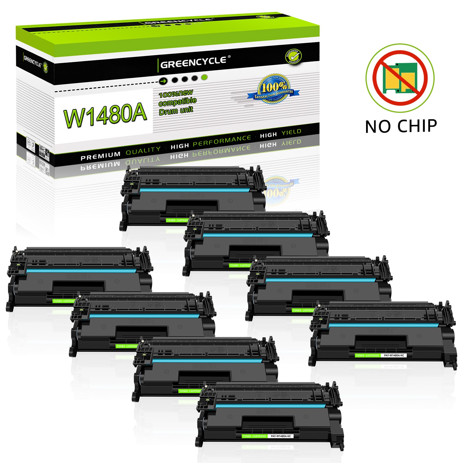 8PC 148A High Yield Toner no Chip 2900 Pages Compatible HP W1480A 4001 4101