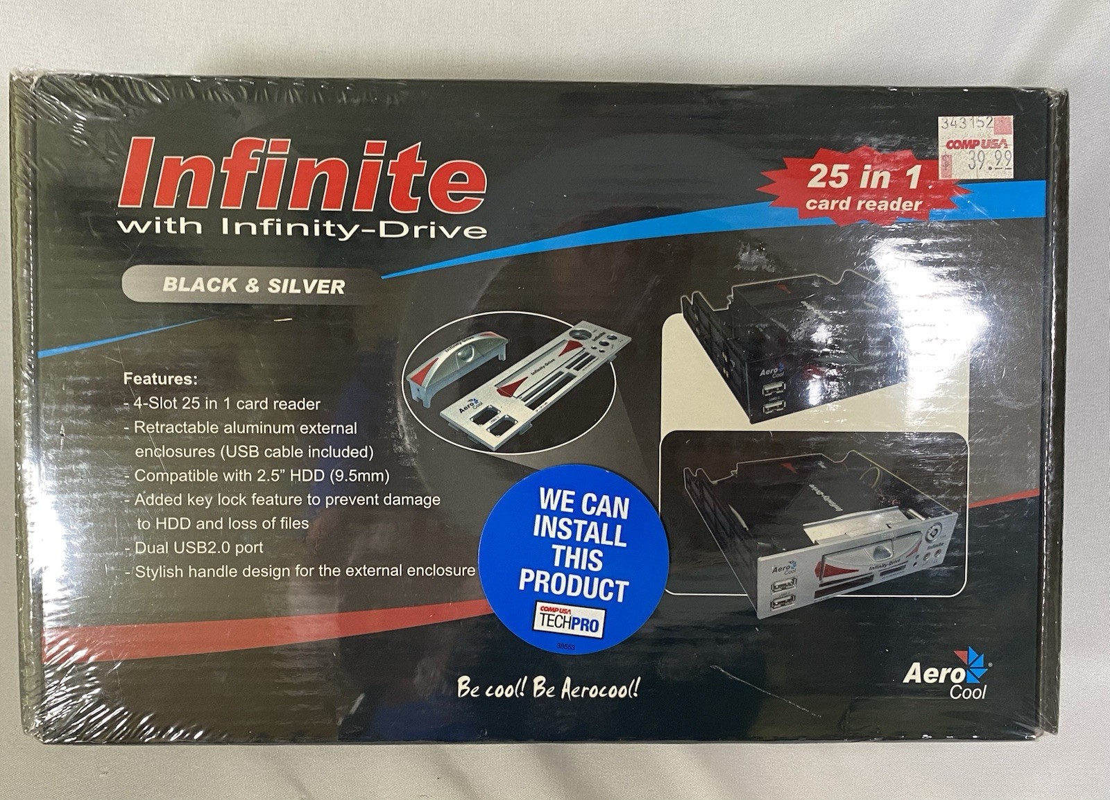 Y2K Aerocool Infinite w/ Infinity Drive 25 in 1 PC Case Card Reader NOS Sealed