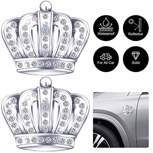  3D Crown Car Emblem Badge Decal Bling Chrome Metal Crown Emblems Badges silver