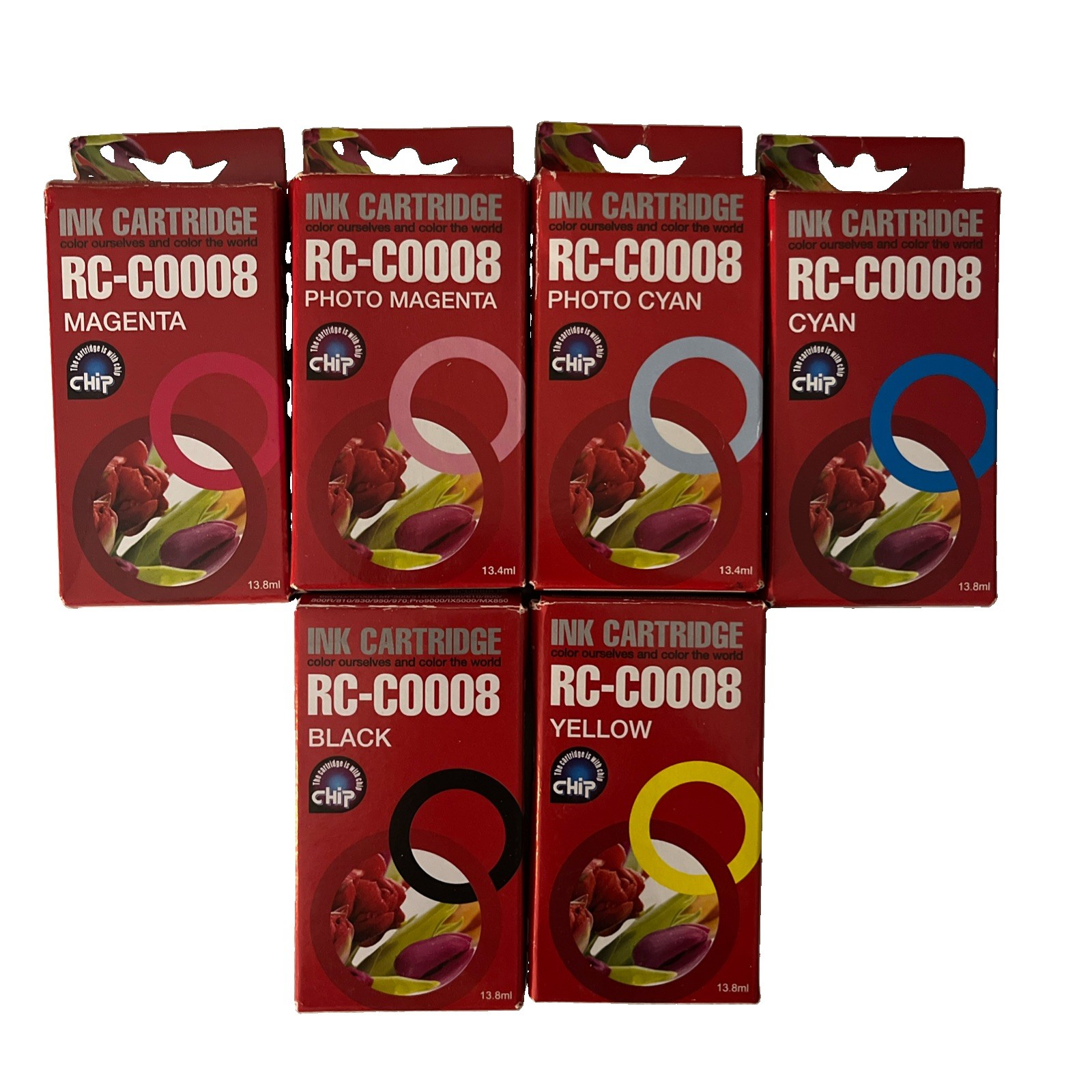 Ink Cartridges RC-C0008 New Black, Cyan, Magenta, Yellow For Canon Printer