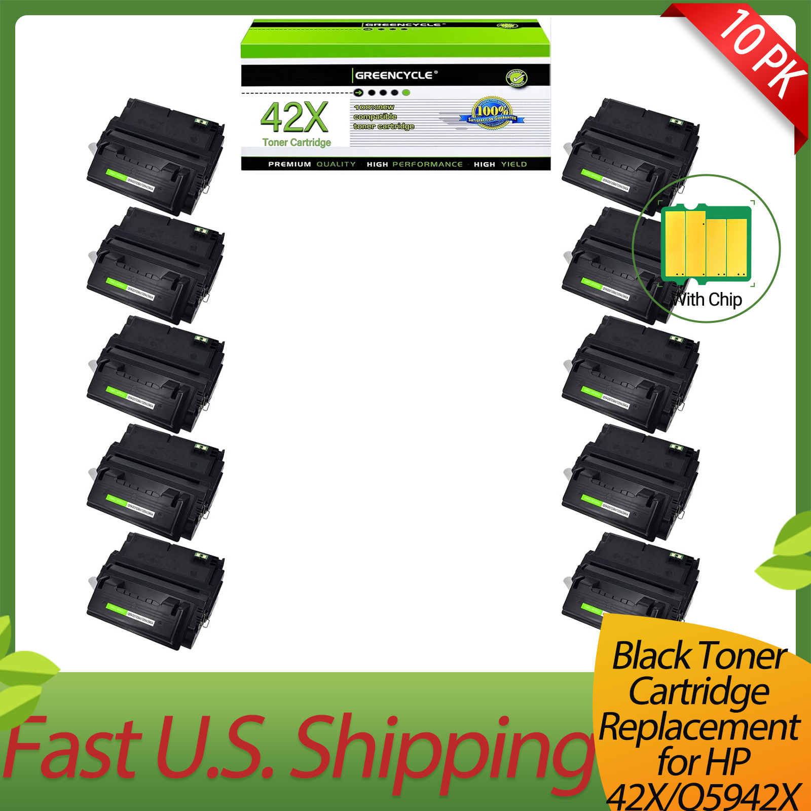 10 x 42X Q5942X High Yield Toner Cartridges Replacement For HP LaserJet 4250dtn