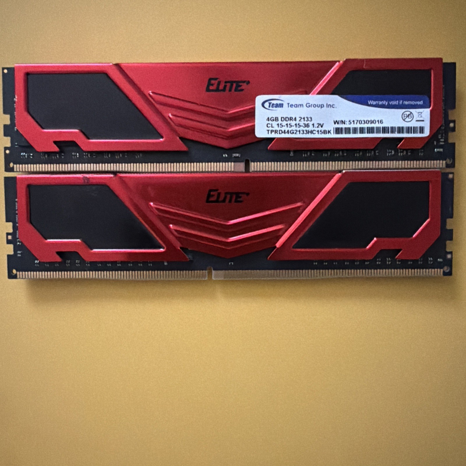 (2) Genuine Team Group Elite 4GB DDR4 2133MHz SDRAM DIMM Module