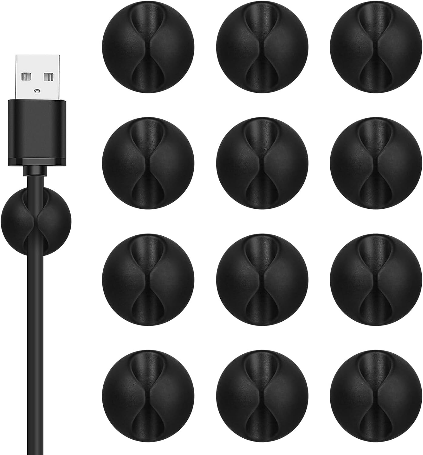 Clips para sujetar cables 12 unidades organizador cables adhesivo negro soporte