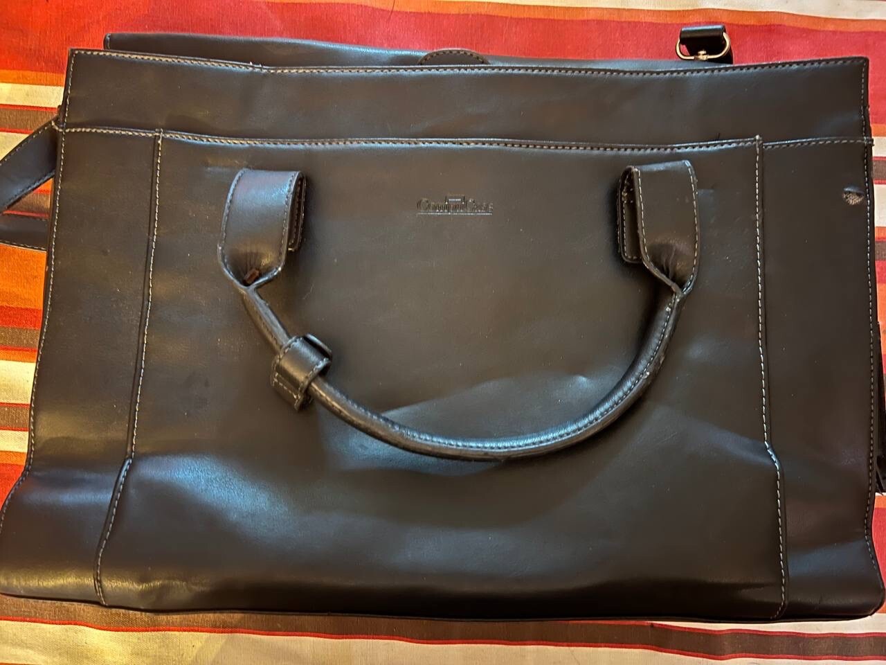 CompuCase Laptop Large 16.5 " wide Computer Office Leather Bag BLACK  H9