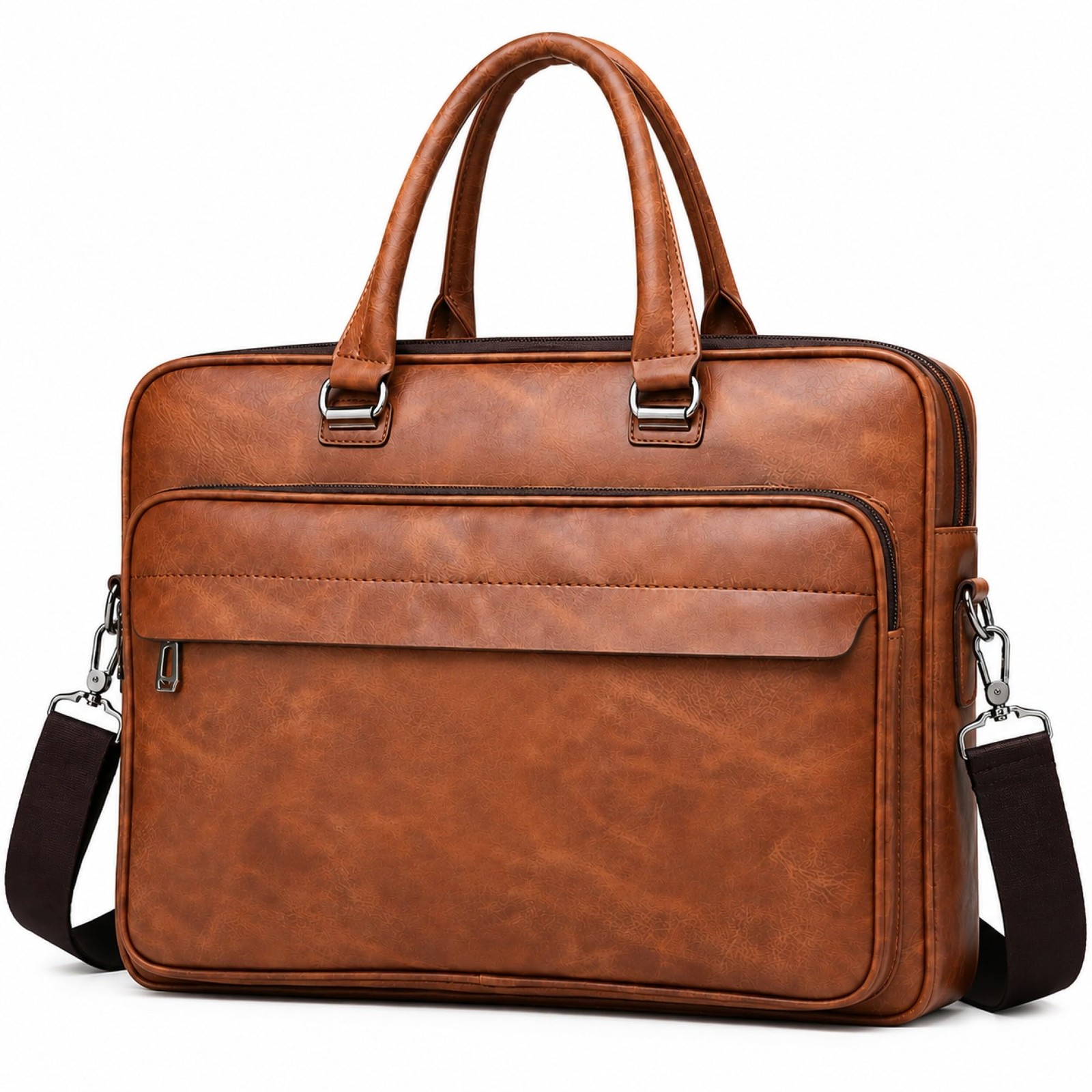Vintage Leather Laptop Briefcase 15.6" Messenger Bag Crossbody Satchel Khaki