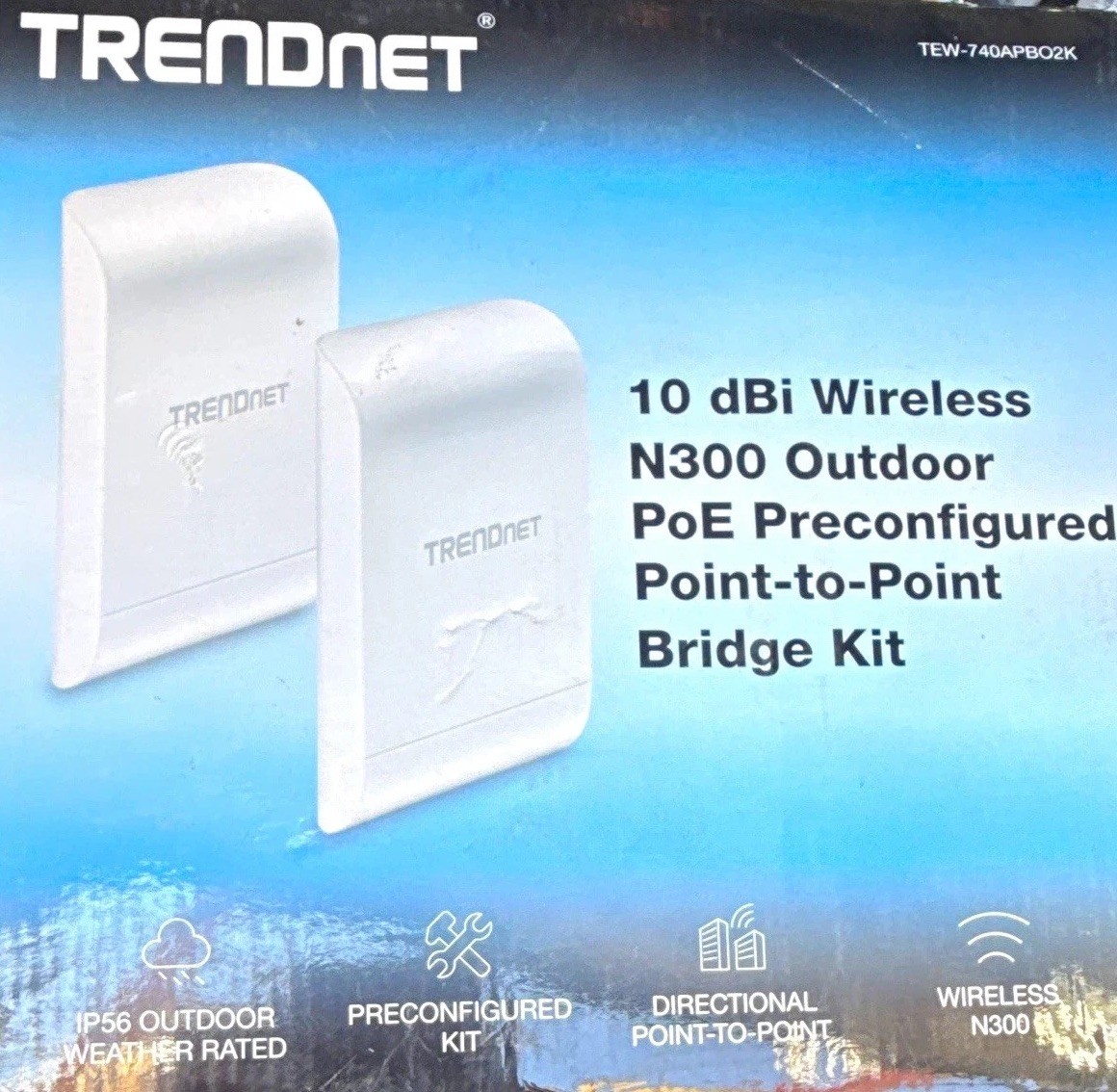 TRENDnet TEW-740APBO2K N300 300 Mbps Outdoor PoE Preconfigured 10 dBi Kit
