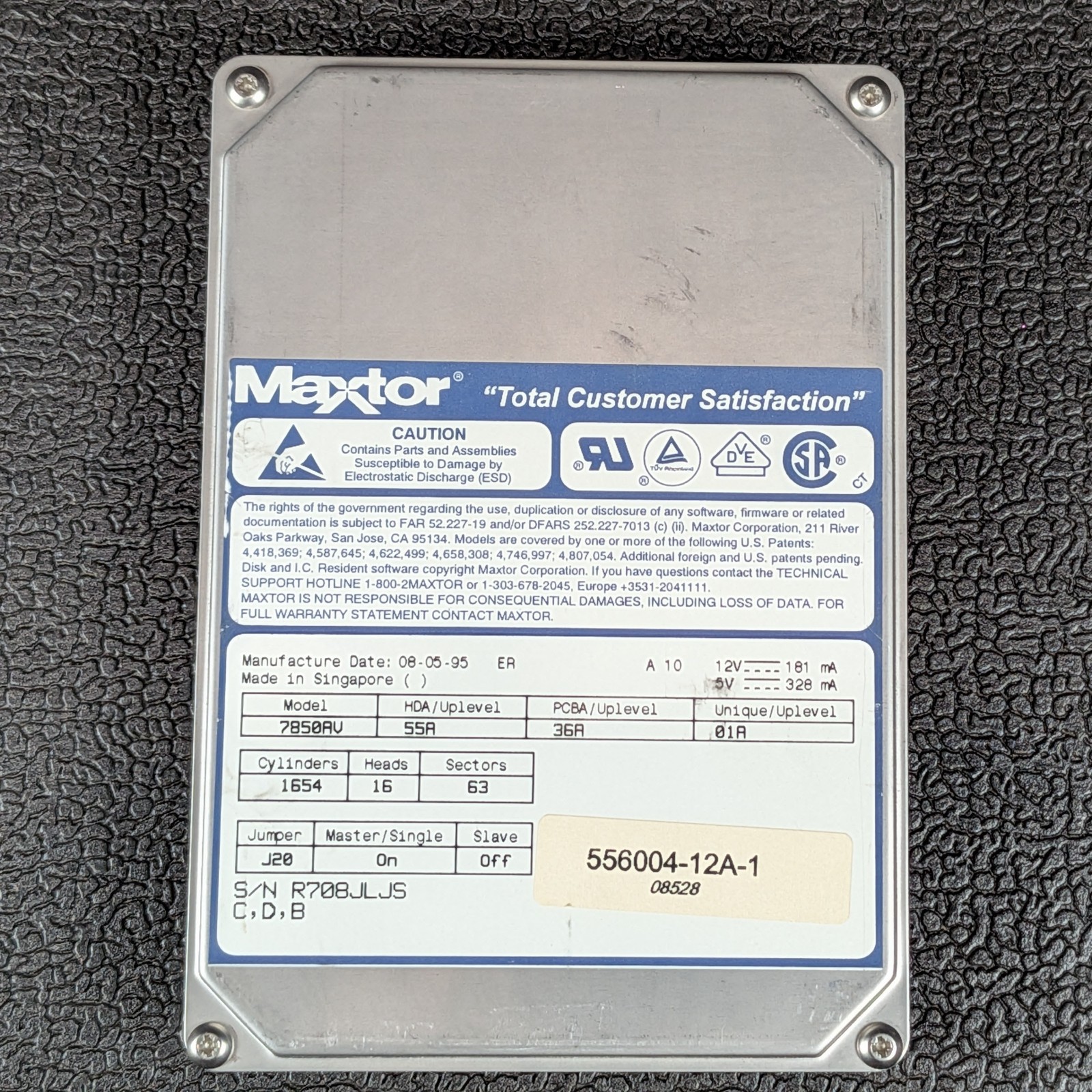 Maxtor 7000 Series 853MB 3.5"  IDE Hard Drive - 7850AV - VTG - TESTED