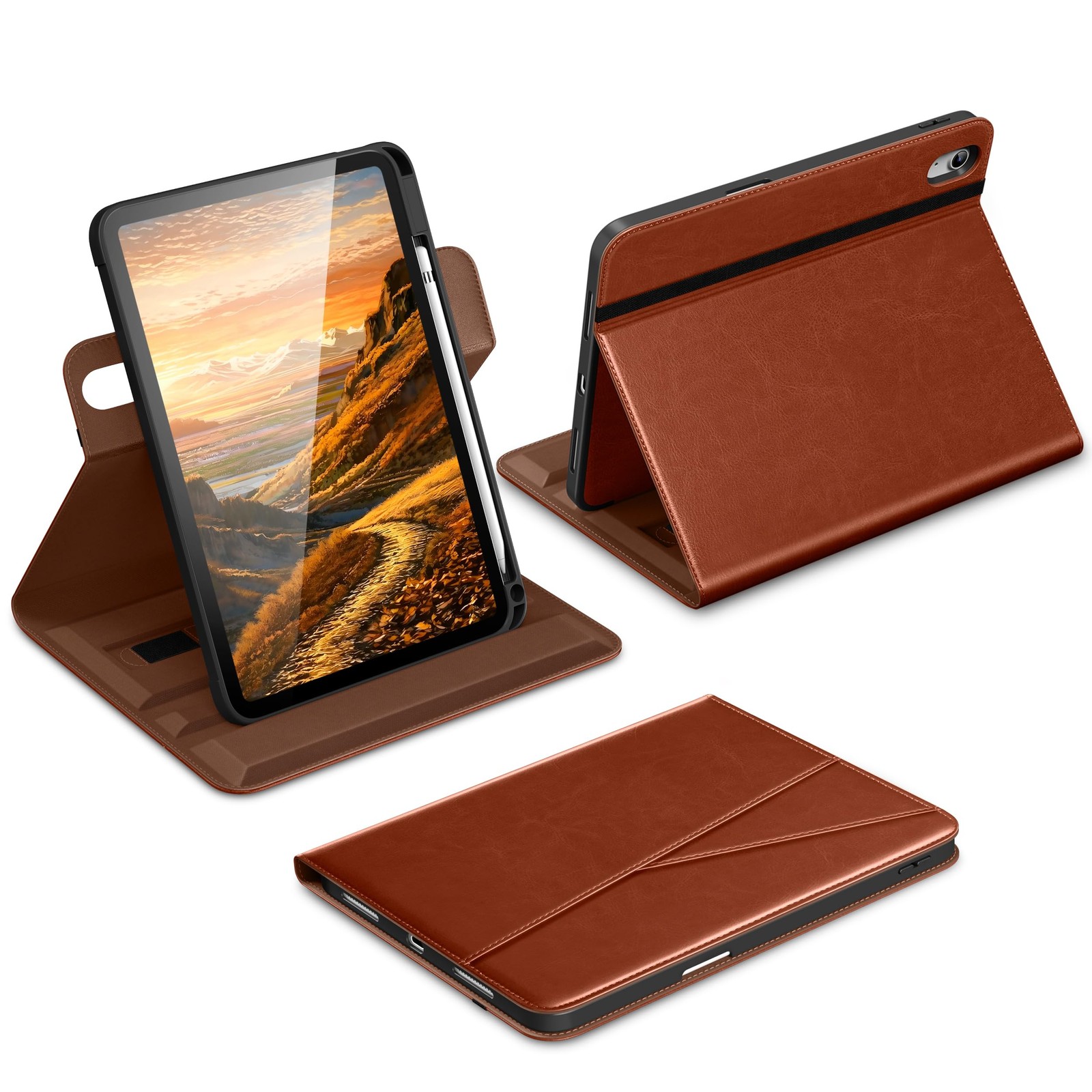 DTTO for iPad A16 Case, 11th/10th Gen Case (2025/2022), Brown A-Brown