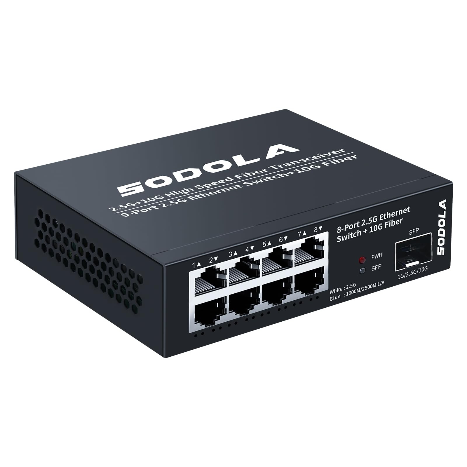 Sodola 8-Port Unmanaged 2.5G Switch 8 x 2.5gbase-t Ports 1X10G SFP Sl-sgt0108s