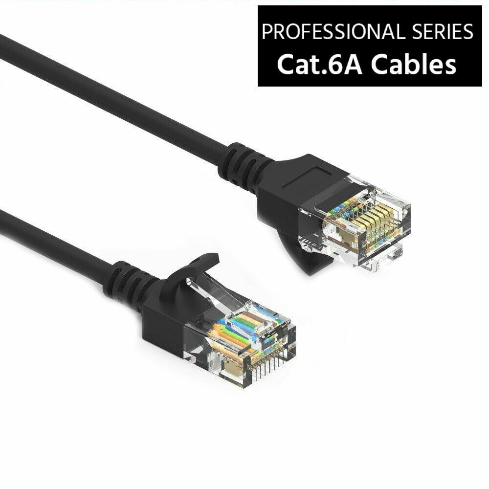 5 Pack CAT6a Slim RJ45 Network LAN Ethernet Copper Wire Color Patch LOT Cable