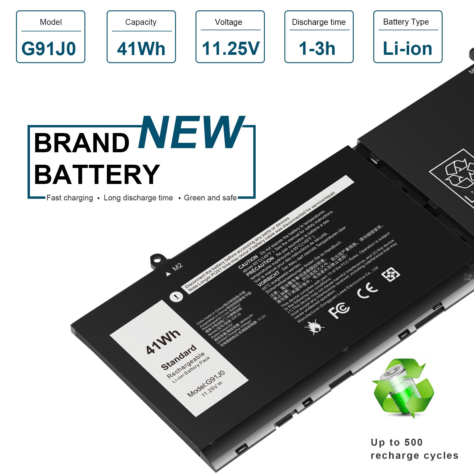 G91J0/V6W33 Battery For Dell Inspiron 3510 3511 3515 5310 5410 5418 5510 5515