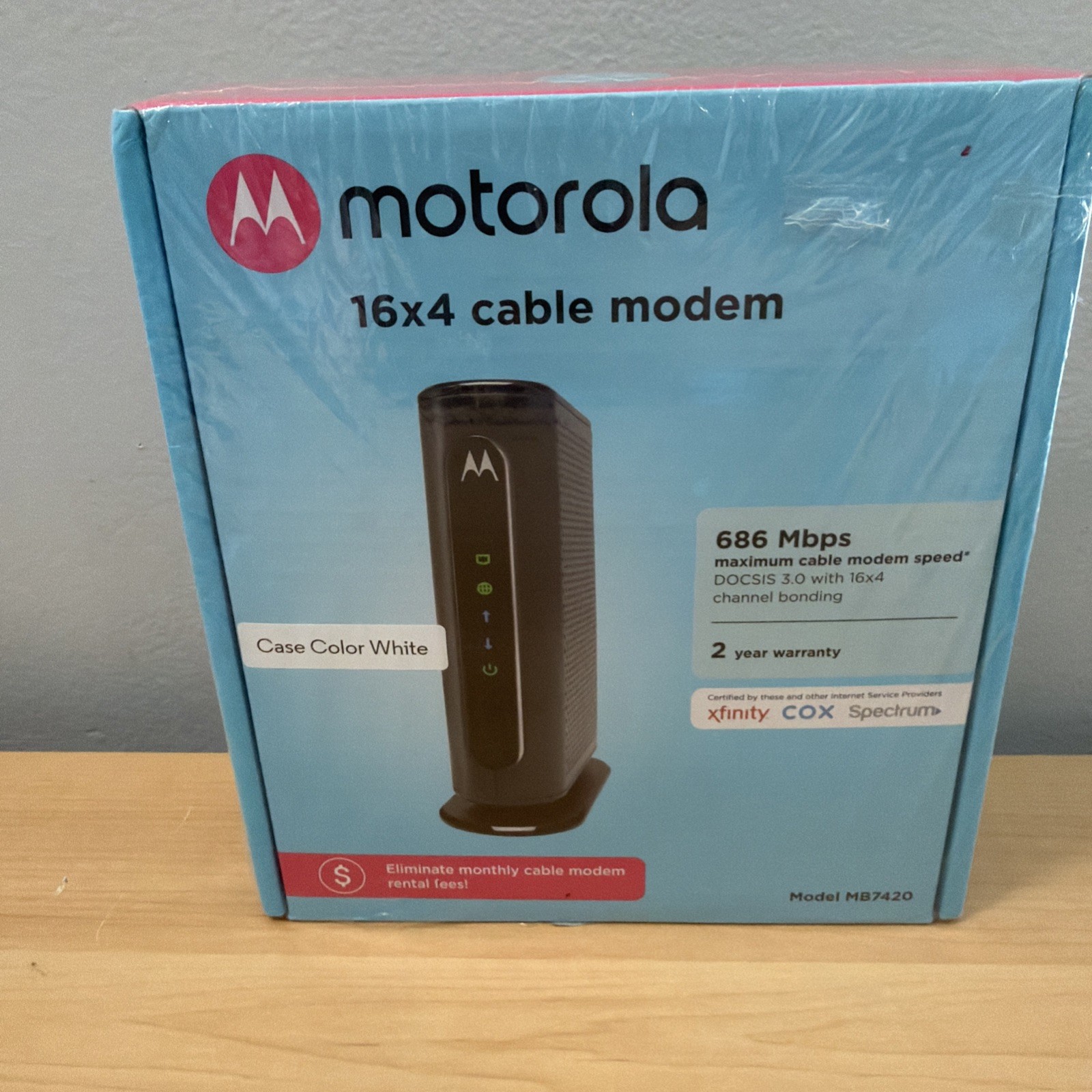 Motorola MB7420 Cable Modem 16x4 New Sealed NIP 686 MBPS WHITE CASE