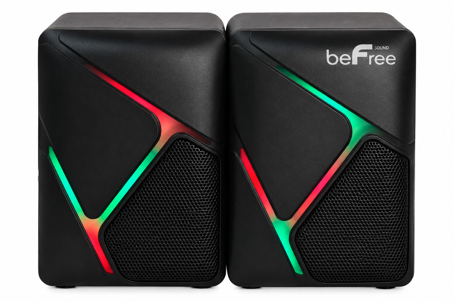 beFree BFS-N115 LED Gaming Speakers Dual Compact Desktop PC Computer Speakers