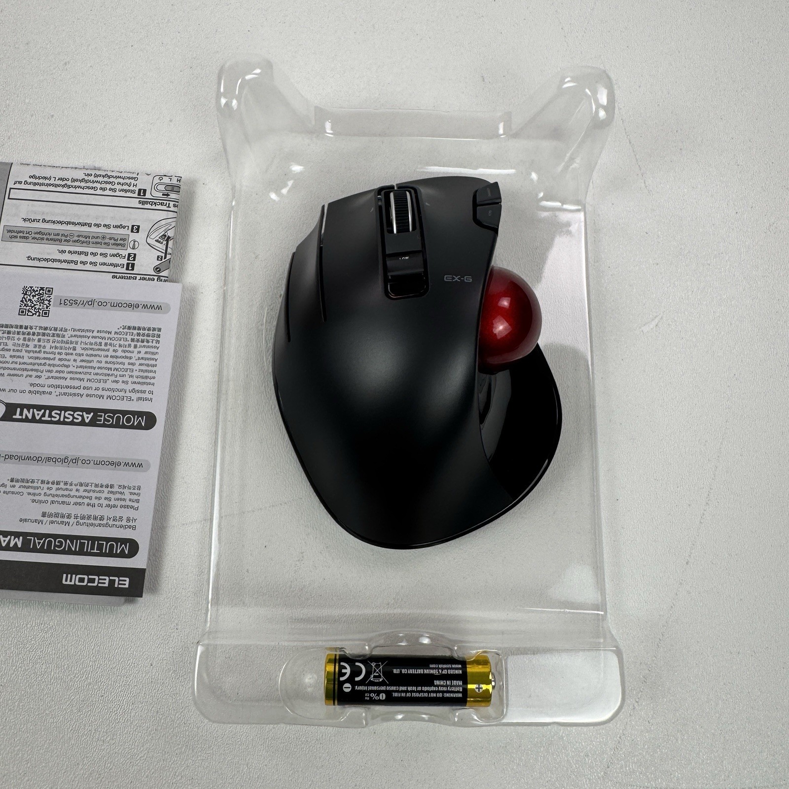 Elecom EX-G LEFT HANDED Trackball Mouse – 2.4 GHz USB Wireless – Ergonomic Thumb