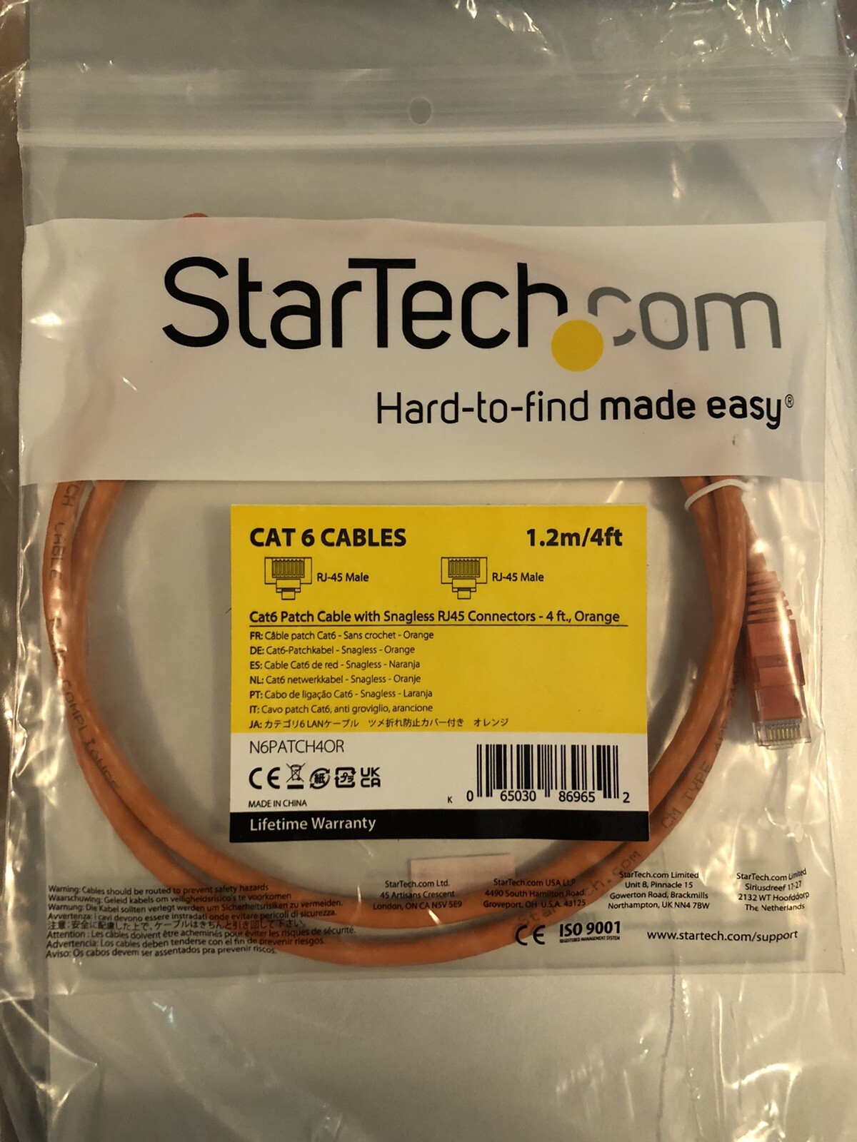 StarTech.com 4ft CAT6 Ethernet Cable (Lot of 10 New Sealed Cables)