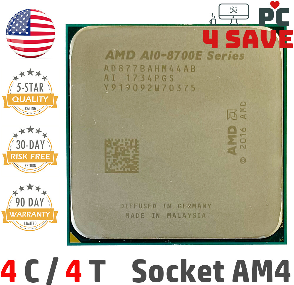 AMD PRO A10-8770E 2.8GHz 4-Core Socket AM4 Desktop CPU Processor AD877BAHM44AB