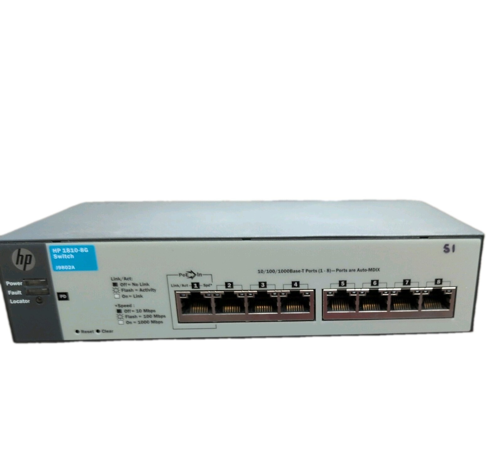 HP J9802A 1810-8G 8-port Gigabit Smart-Managed Switch J9802A WITH POWER SUPPLY 
