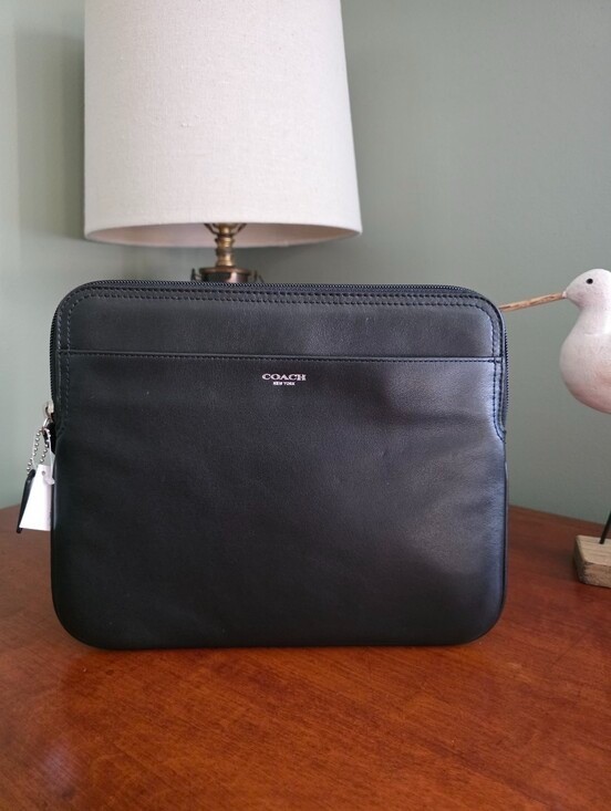Coach 64608B Legacy Leather iPad Tablet Sleeve Case Black Silver NWT Box